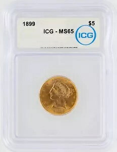 1899 �n�[�t �C�[�O�� ICG MS65 $5 ���o�e�B �w�b�h �t�B���f���t�B�A �~���g �W�F��
