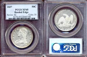 1837 Reeded Edge 50C-PCGS XF45-MINT LUSTER-NO SPOTS-IWiJ[ƕ\-ca