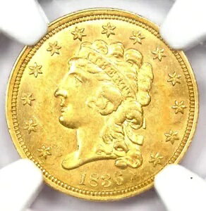1836 �N���V�b�N �S�[���h �N�H�[�^�[ �C�[�O�� $2.50 �R�C�� - NGC �����ʏڍ� (UNC MS)