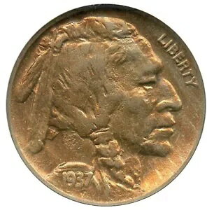 1937-D バッファロー ニッケル 3 レッグ NGC AU55、ライトゴールド調、非常に魅力的なコインです。