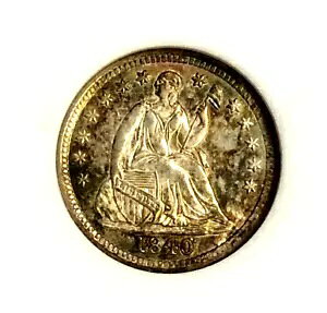 1840 Drapery Liberty Seated Silver Half Dime Toned H10C Graded MS64 by NGC