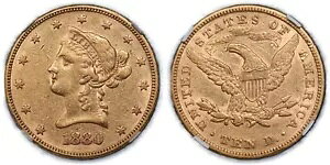 1880 �C�[�O�� - ���b�g�[ $10 NGC XF45