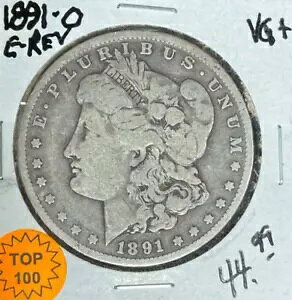 1891-O ���[�K�� �V���o�[ �h�� ~ VG+ VAM E ON REV TOP 100 ~NICE COIN~