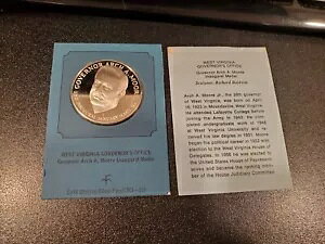 アーチ・A・ムーア・ジュニア知事スターリングシルバープルーフ1972年フランクリンミントメダル/コイン