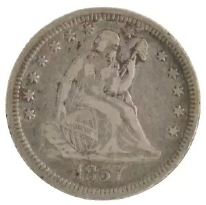 アメリカ合衆国 1857年 自由の女神像 25セント 90%銀 フィラデルフィア造幣局コイン