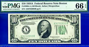 1934A $10 AM PMG 66EPQ {Xg gbv |bv Fr 2006-A