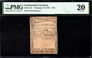 �嗤�ʉ� Fr#CC-21 1776 �N 2 �� 17 �� $1/2 PMG 20 *�t�W�I����*