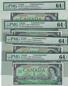 1967 BC-45bA-i $1 Bou/Ras SN#*F/P 8030205/6/7/8 PMG CH UNC 64 EPQ Repl.ӎ