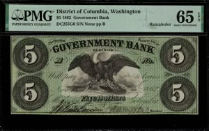 1862 $5 p~ - Vg DC - {s - it PMG 65 EPQ