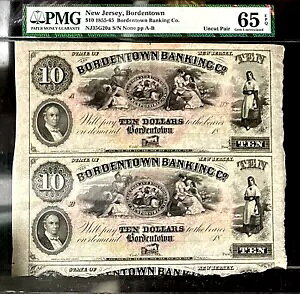 PMG65EPQ 1855 New JerseABordentown Banking Co $10 m[Jbg yA(+)#30799