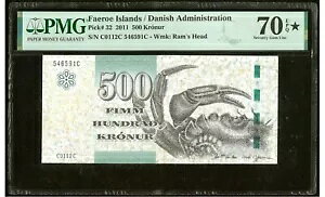 FAEROE ISLANDS/�t�F���[���� 500 �N���E�� 2011 PMG70�B EPQ STAR �g�b�v���A ���A-