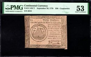 嗤ʉ Fr#CC-85CT 1778 N 9  26  $50 PMG 53 *Ui*