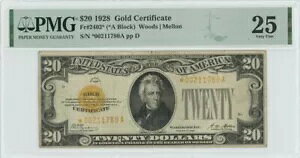 FR.2402* $20 1928 �S�[���h�ؖ��� STAR PMG VF25 948280-6