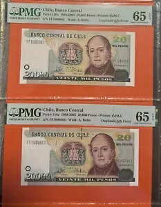 チリ 20000 ペソ 1999 複製シリーズ ピック # 159a PMG 65 宝石 UNC EPQ。