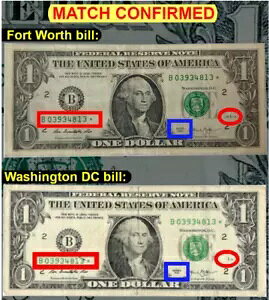 2013 B $1 Star Note dVAԍ #03934813  MATCHED PAIR DC G[ 1 
