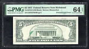 FRB 1974-E 1977 $5 tXAMxu܂ڃG[v PMG UNC-64EPQ