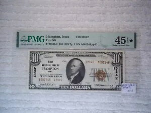1929 $10 �n���v�g�� �A�C�I�����ʉ� T2# 13842 PMG 45 Choice XF EPQ STAR #ms