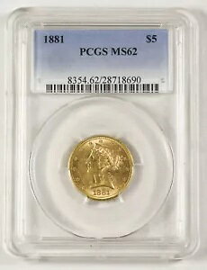 AJ (US) 1881 $5 oeB wbh n[t C[O  PCGS MS62 UNC/BU