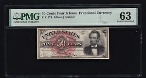US 50c J[[ʉݎ 4 񔭍s FR 1374 PMG 63 Ch CU (02)