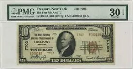 1929 年 $10 国立銀行券 フリーポート、ニューヨーク州 Fr#1801-2 PMG VF 30 EPQ