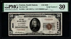 1929 $20 �ŏ��� NB �J���g�� �T�E�X�_�R�^ PMG 30 CH#2830 �V���A���ԍ� 6