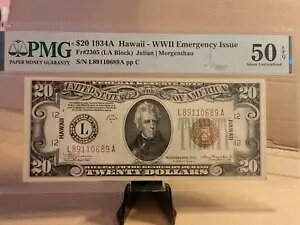 1934A $20 nC񎟐Eً}I[o[vgB PMG CERT.@ AU50 Fr.#2305