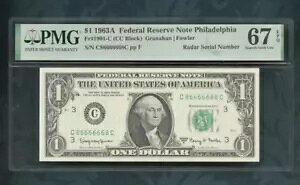 1963A FRN �t�B���f���t�B�A �t�@���V�[ �V���A�� Fr# 1901-C $1 �h�� PMG 67 EPQ SUPBER RADAR