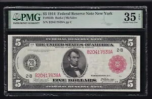 US 1914 $5 FRN j[[N bh V[ m[g FR 833b PMG 35 EPQ Ch VF (639)