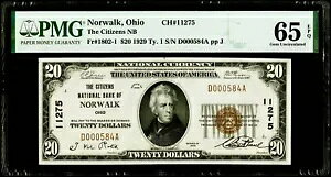 $20 1929 Ns InCIBm[EH[N Fr#1802-1 PMG 65 EPQ  