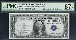 �Ⴂ���B 1 1935 ���h���̋�ؖ����B DD�u���b�N�B PMG 67 EPQ�B SN: D00000282D