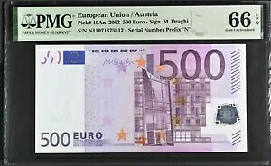 GEM UNC 500 [ I[XgA BA 2002 F007A1 hM 19An PMG 66EPQ 1st MD