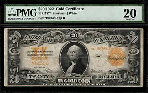 1922 $20 �S�[���h�ؖ��� FR-1187* - �X�^�[�m�[�g - �O���[�h PMG 20 - ���ɏ㎿