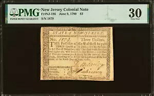 j[W[W[An Fr#NJ-187 1780 N 6  9  $4 PMG 25 *David Brearley Sig*
