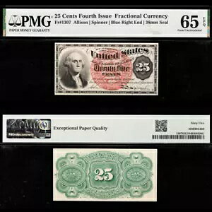  4  25c tNVi Fr. 1307 - PMG 65 EPQ