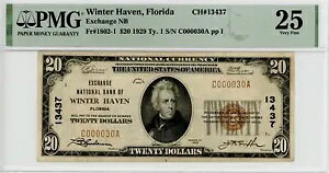 1929 �N�^�C�v 1 $20 Exchange National Bank of Winter Haven�AFL Charter#13437 PMG 25