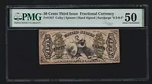 US 50c �����ʉ݃W���X�e�B�X�m�[�g �T�C������ FR 1357 PMG 50 Ch AU (022)