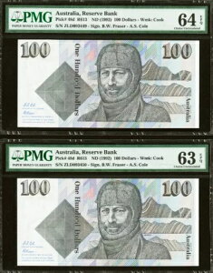 �I�[�X�g�����A �A�� 1992 �t���C�U�[ �R�[�� ���X�g �v���t�B�b�N�X ZLD $100 �m�[�g PMG 64-63 C...