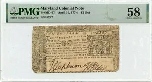 4  10  $2 (9s) [h RjA 1774 MD-67 PMG AU58