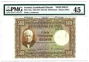 �A�C�X�����h �����Y�o���L 500 �N���[�k�[�� 1928 (ND 1945-56) �s�b�N 36 �W�{ PMG Ch XF 45�B