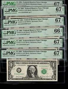 1981 $1 FRN Chicago PMG 67EPQ �󏭂� 10 �A���قڌő̃V���A���ԍ�