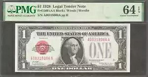 1928 N $1 @ʉݕĎ FR.1500 WOODS WOODIN PMG CH UNC 64 EPQ (086A)