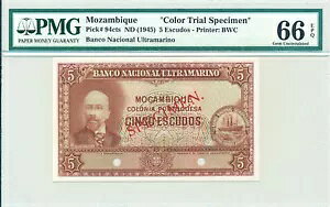 Banco Nacional Ultramarino Mozambique 5Escudos ND(1945)J[gCAXybN PMG 66EPQ