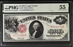 FRB 37 $1 1917 @ʉ PMG AU55 \[obN GIbg o[N ʂɂ
