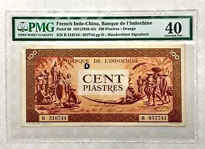 [AK478499836] tX̃ChVi - VN 100 PIASTRES 1942-1945-IW P66 PMG 40 VF
