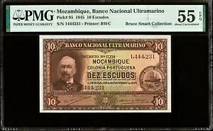 モザンビーク 10 エスクード 1945 ピック # 95 UNC PMG 55 EPQ について