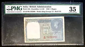 British India 1 Re 1940 note P-25a bh VA KG-6 VF CE Jones D vtBbNX v. A