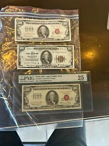 100ドル紙幣3枚 そのうち2枚 1966年朱印状 その他 1929年国民紙幣