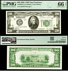 1928N $20 FRN TtVXR PMG 66EPQ ΐVA Fr. 2050-L