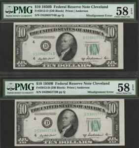 MALACK $10.00 1950B PMG 58 EPQ �ʒu����G���[�B C..�����ƌ���.. pm0019