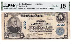 $5 1902 PB National OLATHE Kansas KS ���K���A�u���������� 5 �̂݁v �t�@���V�[ �V���A�� #